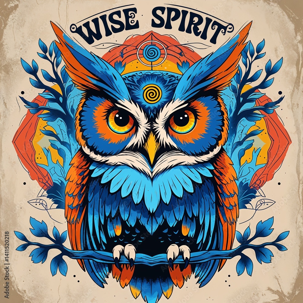 Obraz premium owl on a blue background