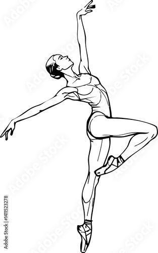 Ballet Dancer Performing a Releve in Black and White