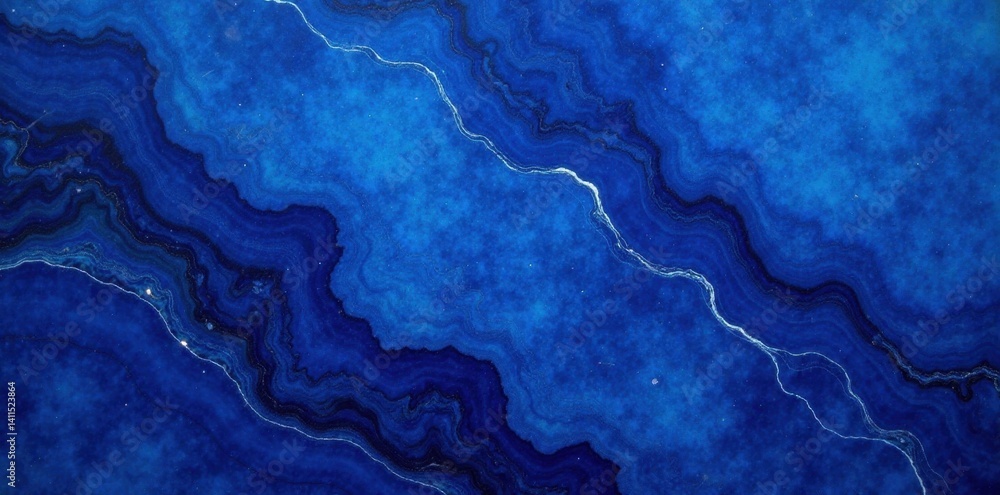 Obraz premium Intense sapphire blue, marbled effect, subtle veining , royal, abstract