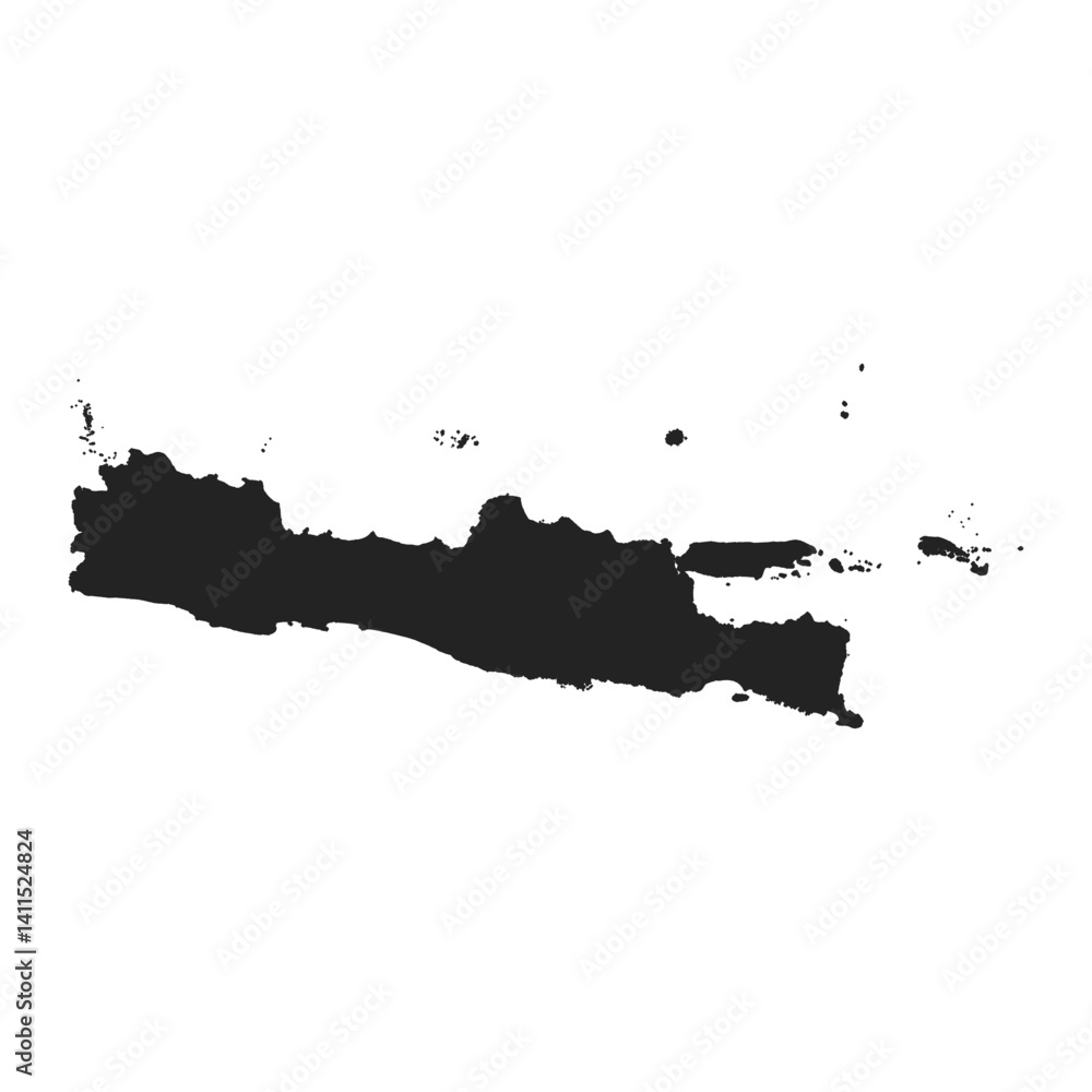 Obraz premium administrative map of Indonesian provinces in the Java island region black