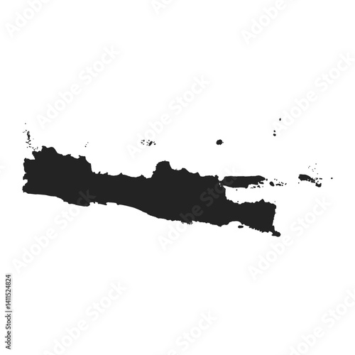 administrative map of Indonesian provinces in the Java island region black