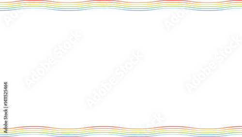 波打つ5本で虹色の細い線が上下にあるフレーム