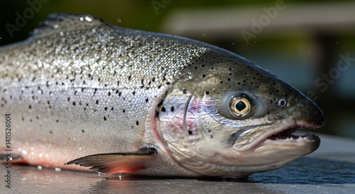 Close Up of Fresh Fish, Seafood and Marine Life Concept