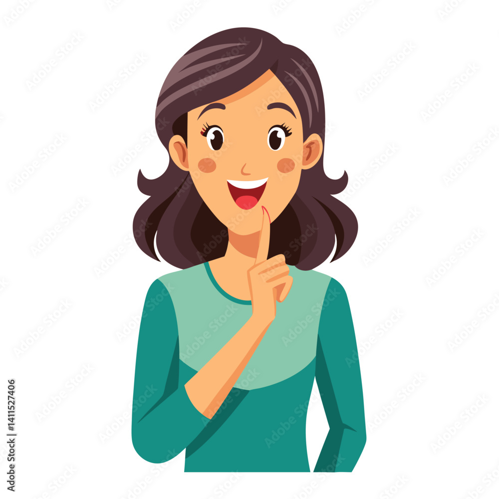 happy woman tells secret by putting palm to mouth happy woman tells secret by putting palm to mouth