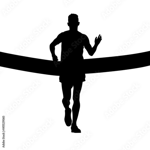 Runner crossing finish line with determination