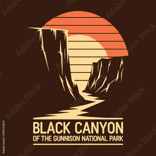 Black canyon of the Gunnison National Park vector t shirt design, Grand Canyon vector