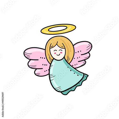 Angel cartoon vector isolated on white background. Fairy vector. Cute nymph icon.