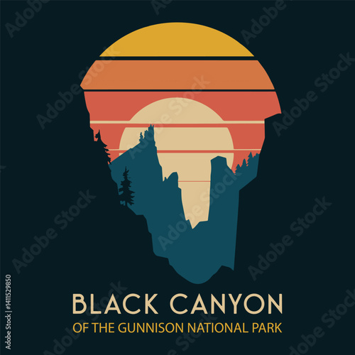 Black canyon of the Gunnison National Park vector t shirt design, Grand Canyon vector