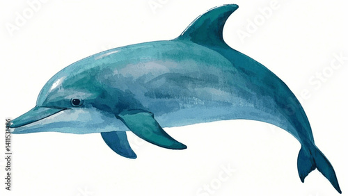 Tidal whispers dolphin isolated watercolor vector illustration svg