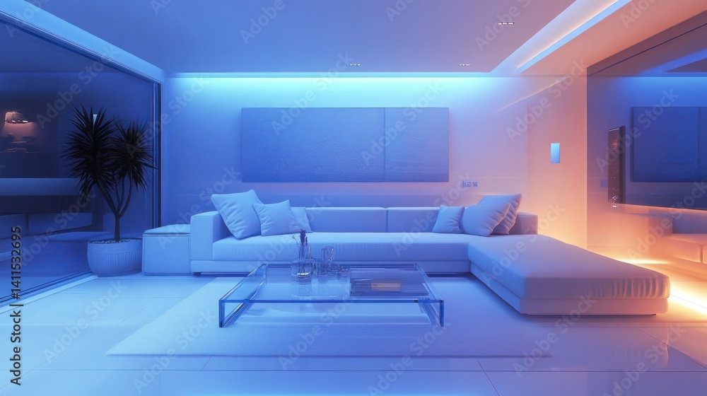 Modern Living Room Interior Design with Ambient Lighting Modern Living Room Interior Design with Ambient Lighting