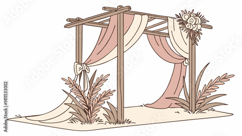 Calm Outdoor Wedding Setup with Boho Arch


