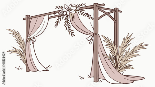 Rustic Wood Frame Arch with Pampas Flourish

