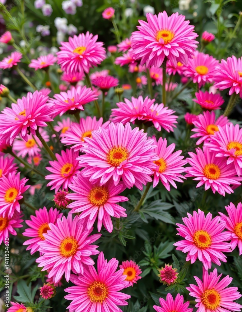 Vibrant pink chrysanthemums in full bloom, spring garden, chrysanthemum, dainty, blossom Vibrant pink chrysanthemums in full bloom, spring garden, chrysanthemum, dainty, blossom