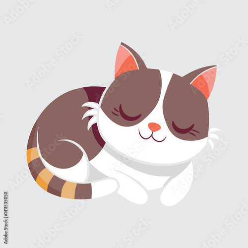 cute cat sleeps vector illustration on white background