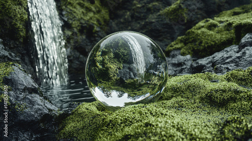 Nature's globe waterfall art