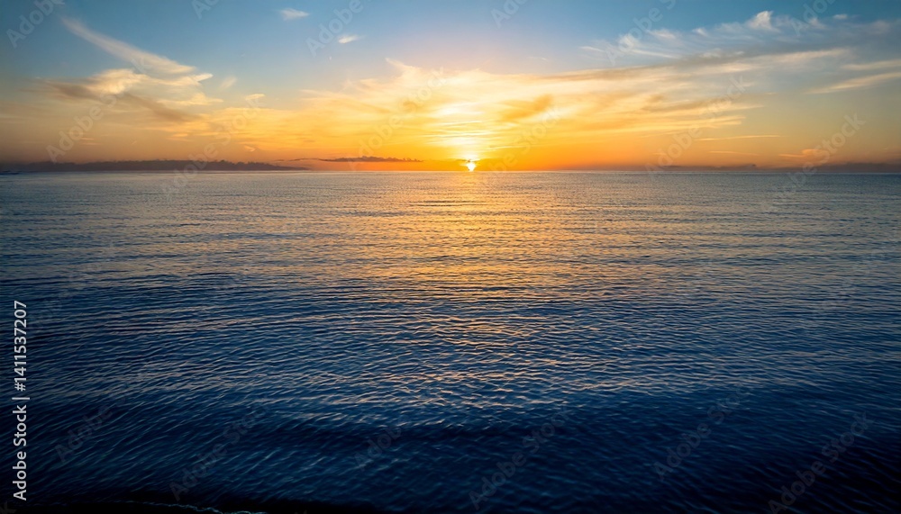 Obraz premium Calm Ocean Horizon at Sunrise, Symbolizing Reconciliation