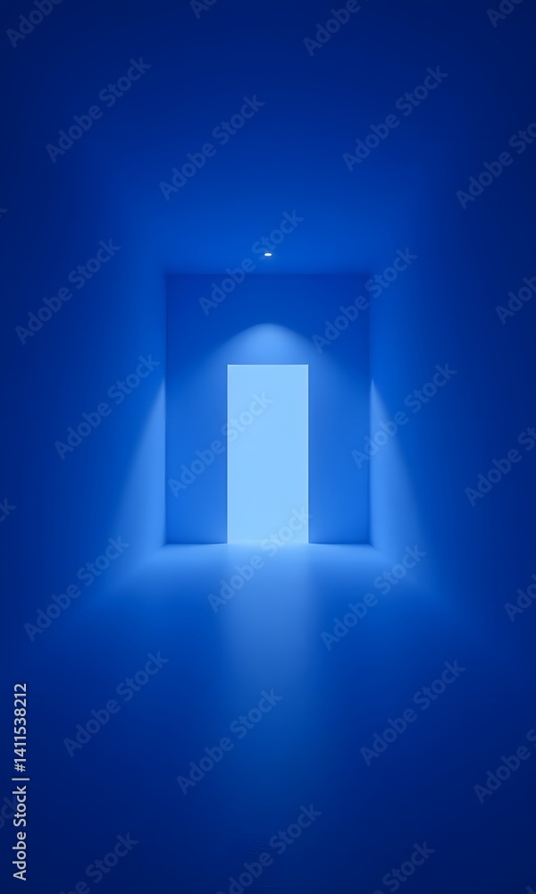 Blue room with door and light. Blue room with door and light.