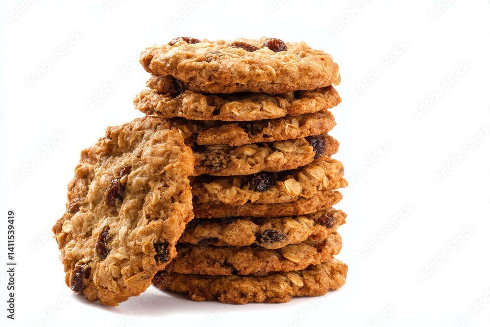 Stack of cookies with raisins isolated on white background Stack of cookies with raisins isolated on white background