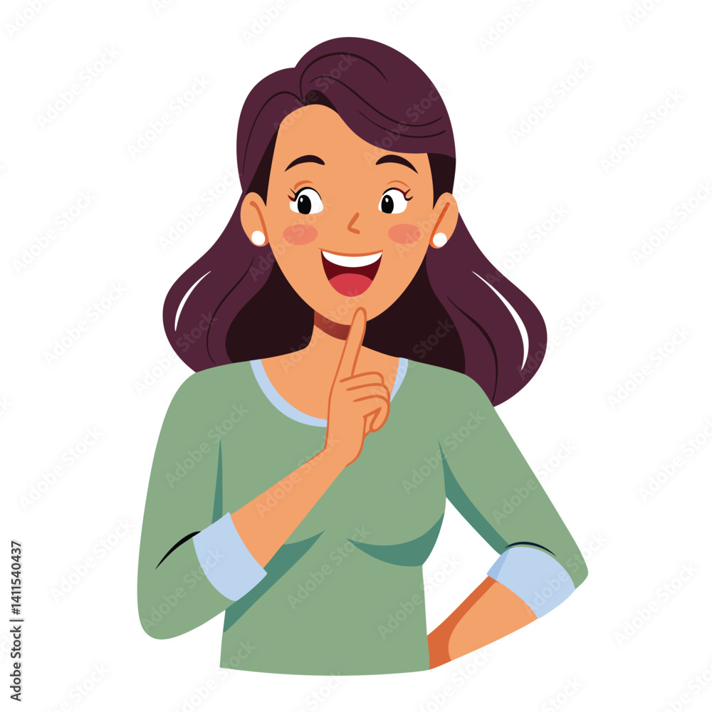 happy woman tells secret by putting palm to mouth happy woman tells secret by putting palm to mouth