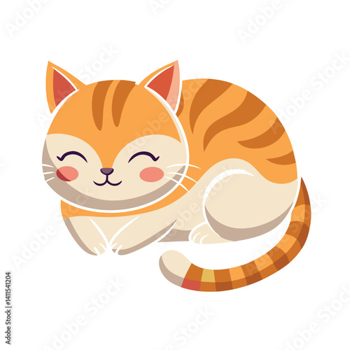 cute cat sleeps vector illustration on white background
