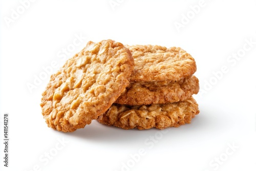 Stack of oatmeal cookies isolated on white background