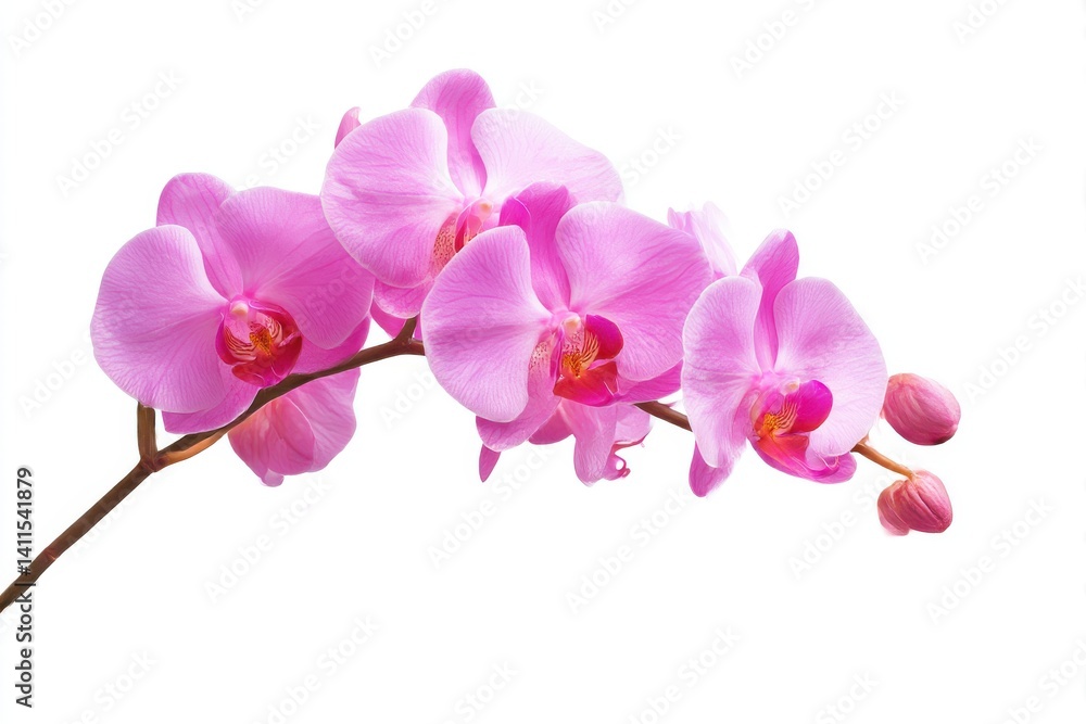 Pink orchid flower branch isolated on white background Pink orchid flower branch isolated on white background