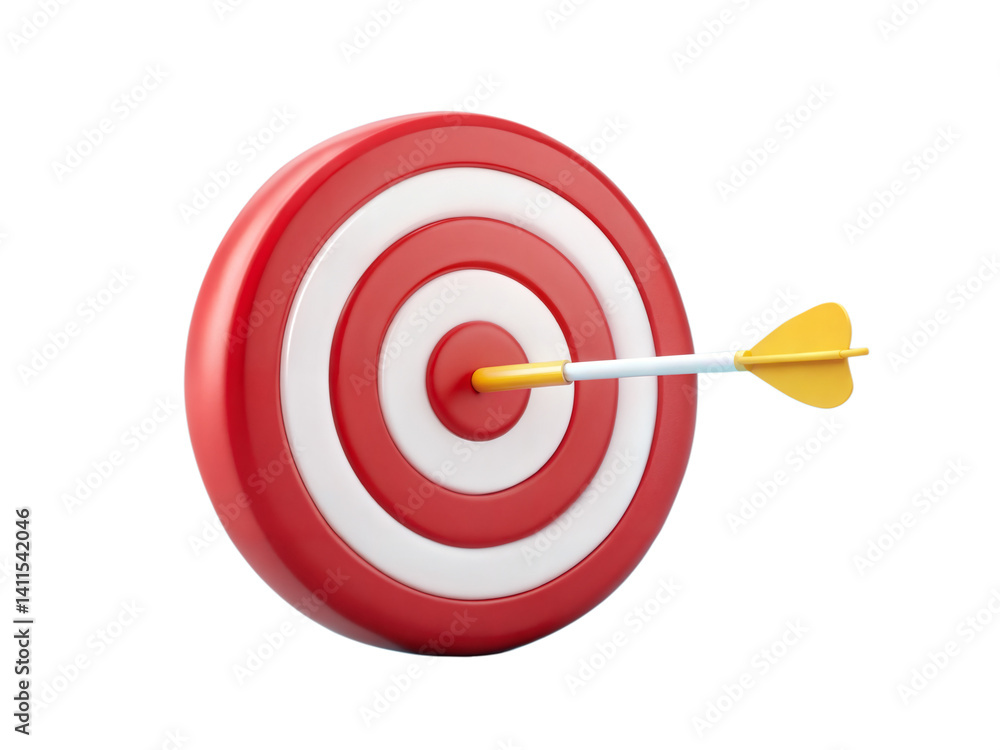 Red and White Target with Arrow in Bullseye 3D Render Red and White Target with Arrow in Bullseye 3D Render