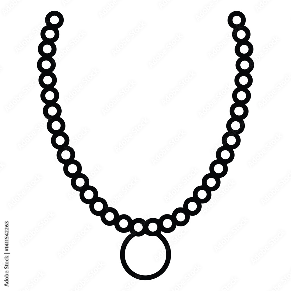 Obraz premium line art pearl necklace with rounded beads in a minimalist style