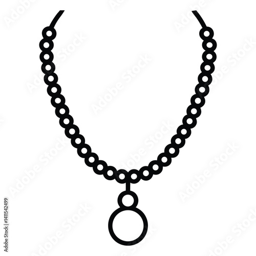 Wallpaper Mural line art pearl necklace with rounded beads in a minimalist style Torontodigital.ca