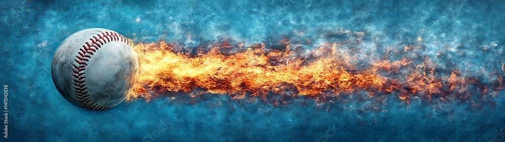 Fototapeta premium Baseball in fiery flight