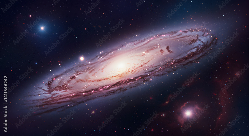 Galaxy in Deep Space with Swirling Arms and Star Clusters Galaxy in Deep Space with Swirling Arms and Star Clusters
