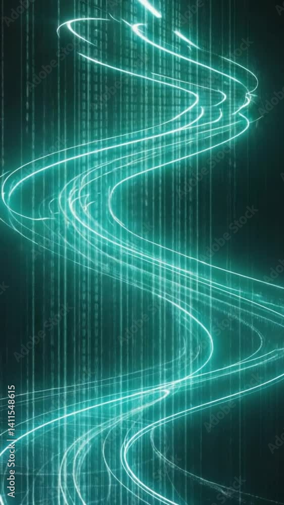 Glowing Light Streams Through Digital Data Slow Motion Glowing Light Streams Through Digital Data Slow Motion