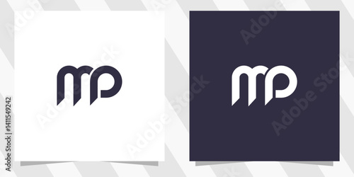 letter mp pm logo design vector