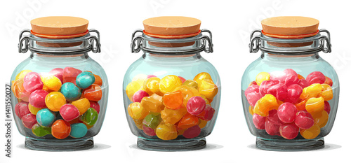 Colorful Candy Jars on Display
