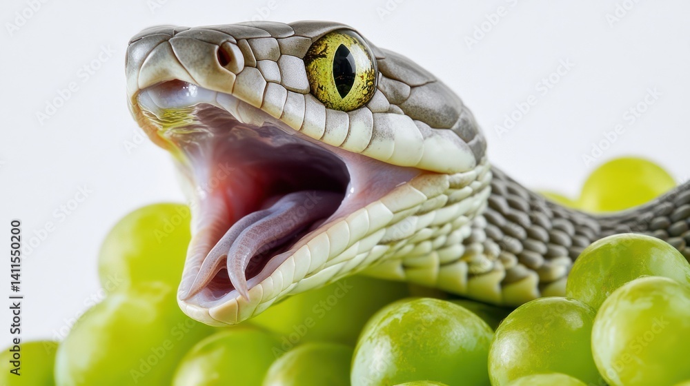 Obraz premium A close up picture showing a snake opening its mouth