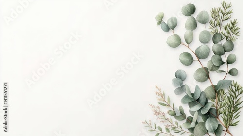 Greenery border on a light background