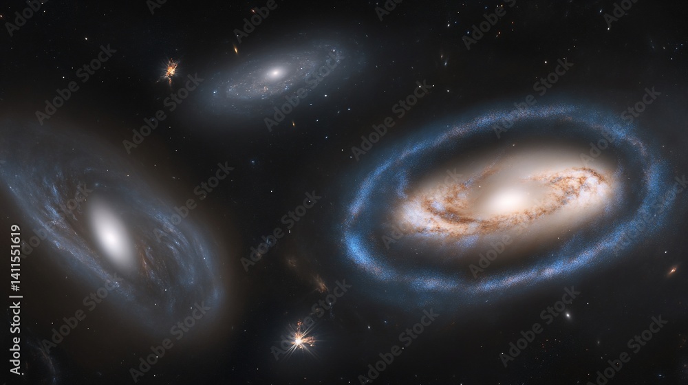 Naklejka premium Galaxies in Deep Space