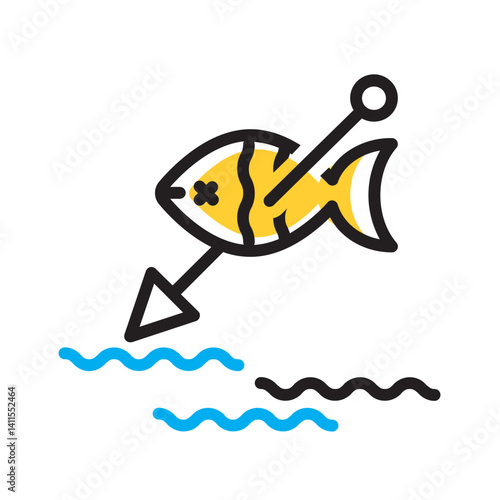 Vector multi color icon for Spear fishing