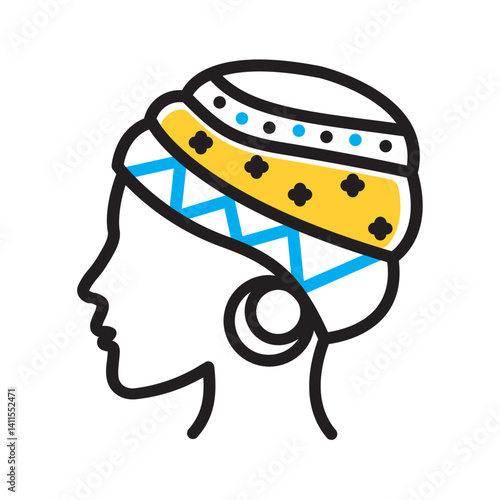 Canvas-taulu Vector multi color icon for African queen