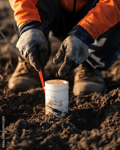 Wallpaper Mural Gardener planting trees in a park with landscaping tools. Featuring landscaping and gardening Torontodigital.ca