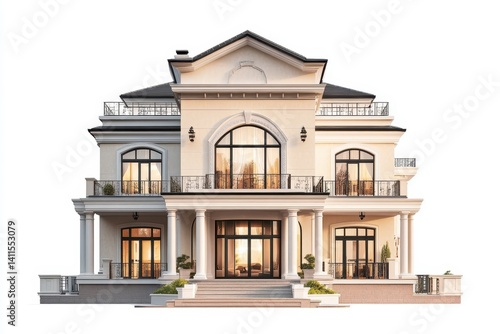 Obraz na płótnie Luxury house isolated on white background w salonie