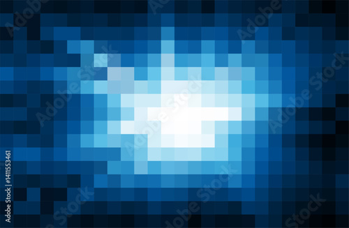 Pixel art of blue sunburst cartoon background. Explosion pixel background. 