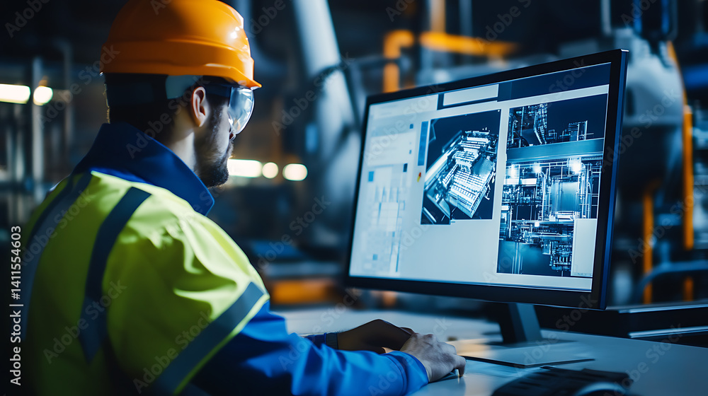 Engineer conducting system checks on lithium processing machines at a plant. Featuring system checks Engineer conducting system checks on lithium processing machines at a plant. Featuring system checks