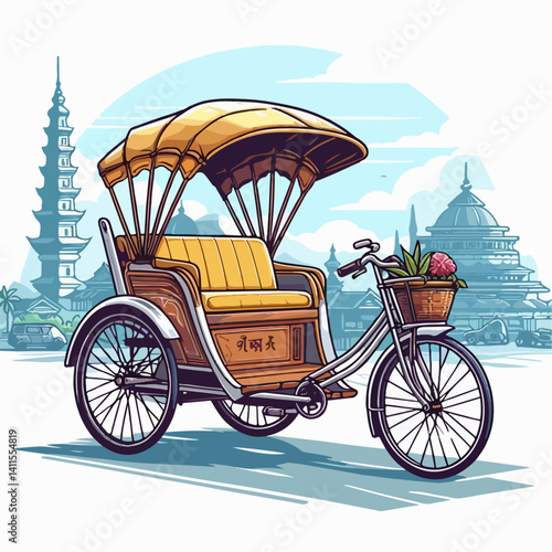 rikshaw vector illustration