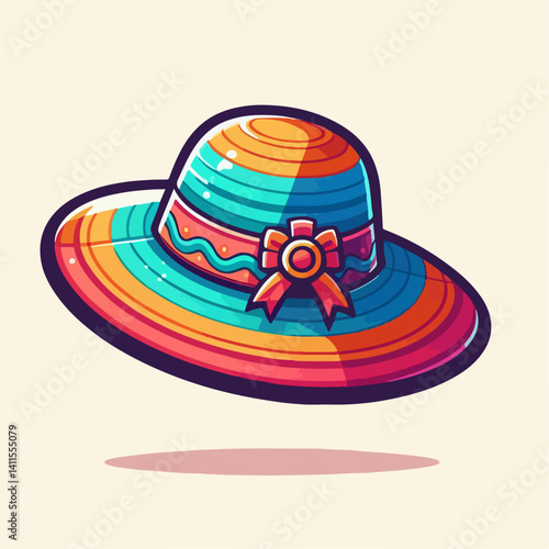 colorful women's hat vector illustration 