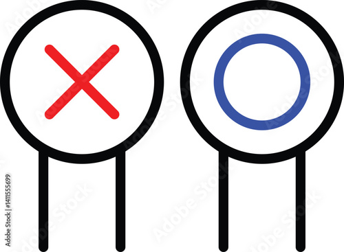 OX Answer Sign Icon for Quiz or Judgment in Flat Style