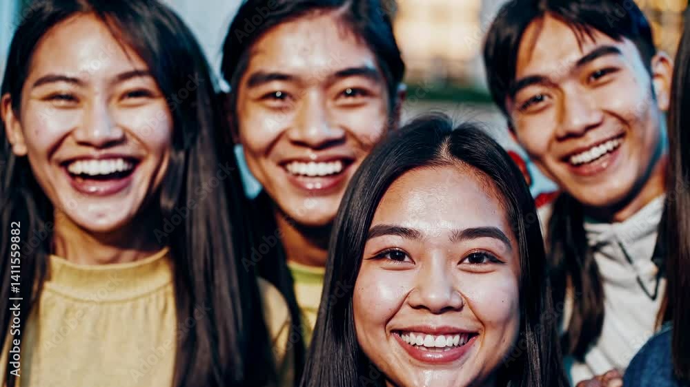 Four young people sharing joyful moment outdoors, showcasing authentic friendship bonds and genuine emotional connections in natural setting Four young people sharing joyful moment outdoors, showcasing authentic friendship bonds and genuine emotional connections in natural setting
