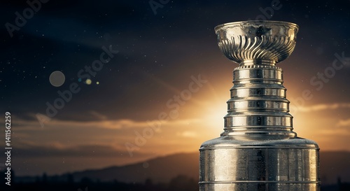 Stanley Cup: Golden Trophy at Sunset, Dramatic Silhouette