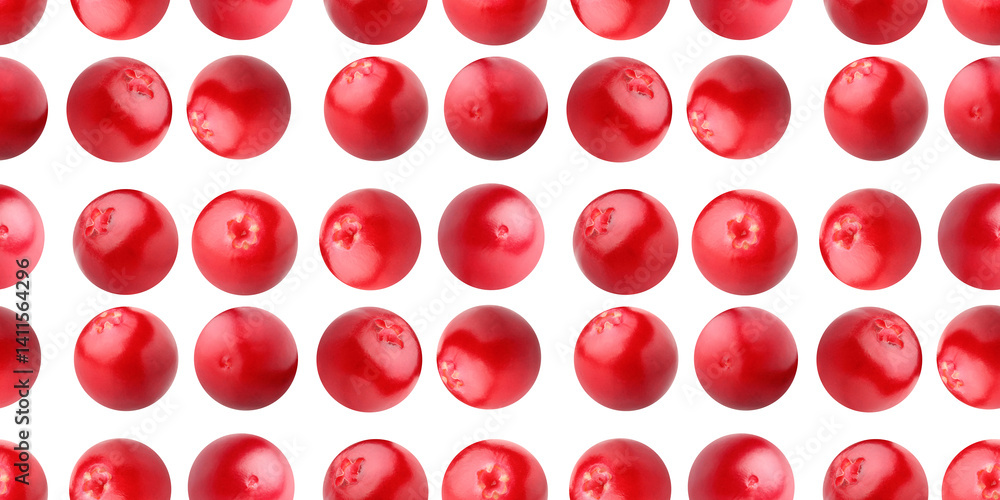 Vibrant red cowberry pattern on white background Vibrant red cowberry pattern on white background