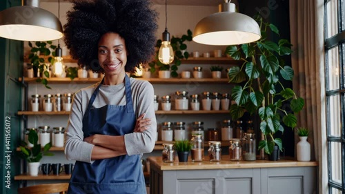 The Smiling Barista in Cafe